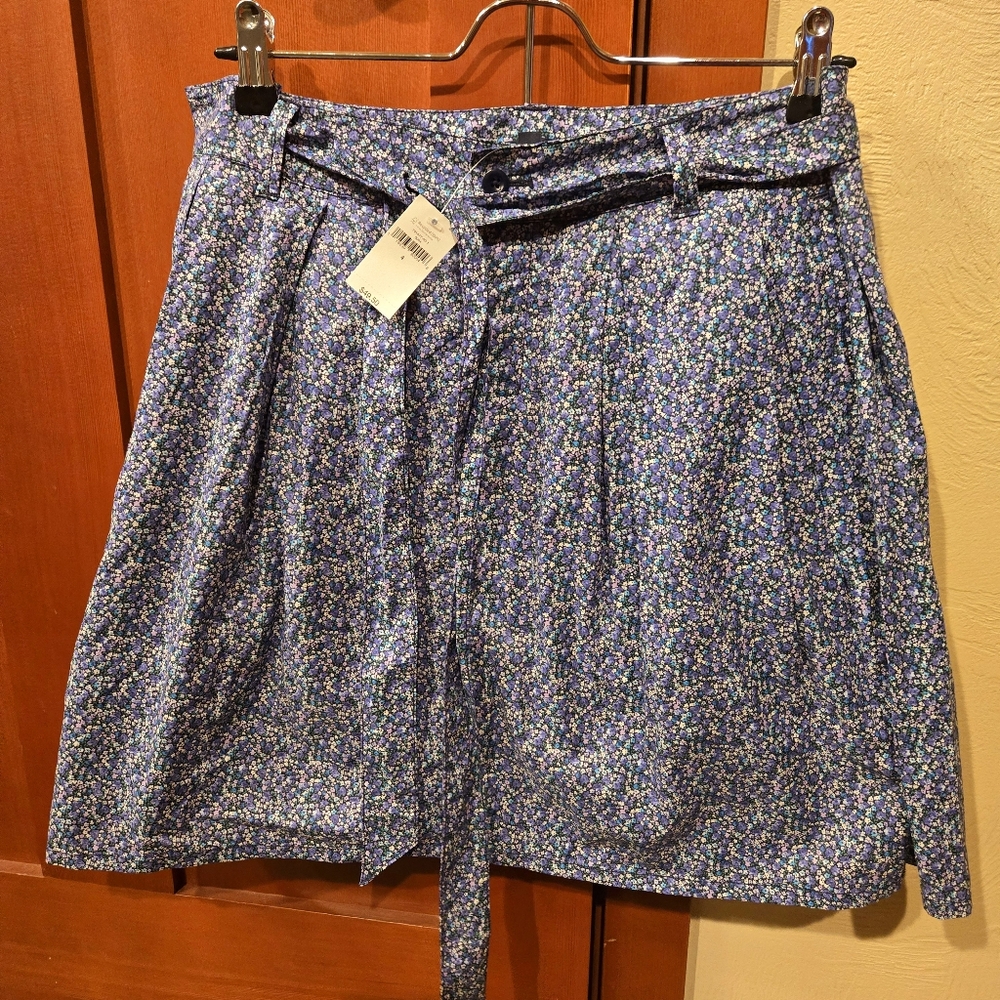 90's Floral Blue Skirt with Belt